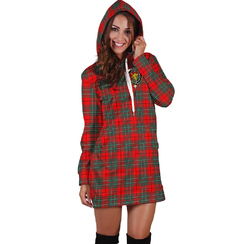 Cumming Modern Tartan Hoodie Dress with Family Crest Stretchy unclassified dresses