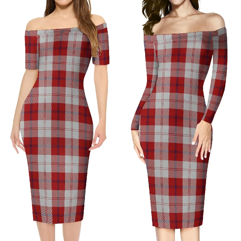 Cunningham Dress Tartan Off Shoulder Lady Dress Bold pattern unclassified dresses