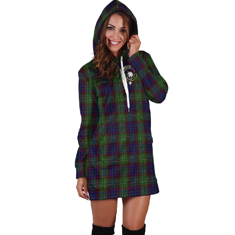 Cunningham Hunting Tartan Hoodie Dress with Family Crest Velvet unclassified dresses