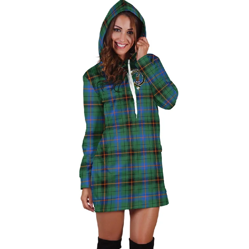 Davidson Ancient Tartan Hoodie Dress with Family Crest Sleeveless unclassified dresses