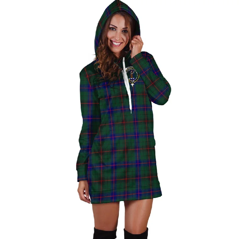 Davidson Modern Tartan Hoodie Dress with Family Crest Monochrome unclassified dresses