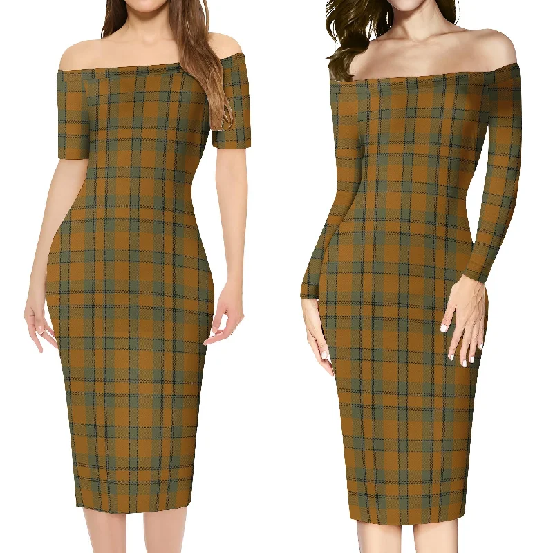 Donachie of Brockloch Ancient Hunting Tartan Off Shoulder Lady Dress Boho unclassified dresses