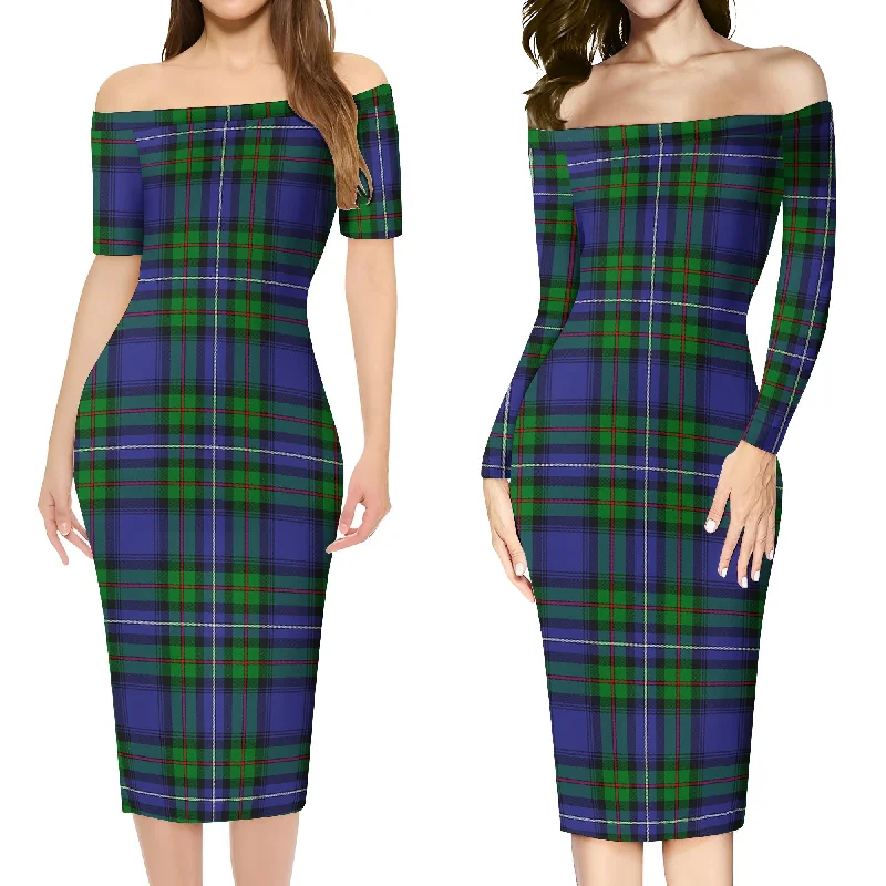 Donnachaidh Tartan Off Shoulder Lady Dress Unique unclassified dresses