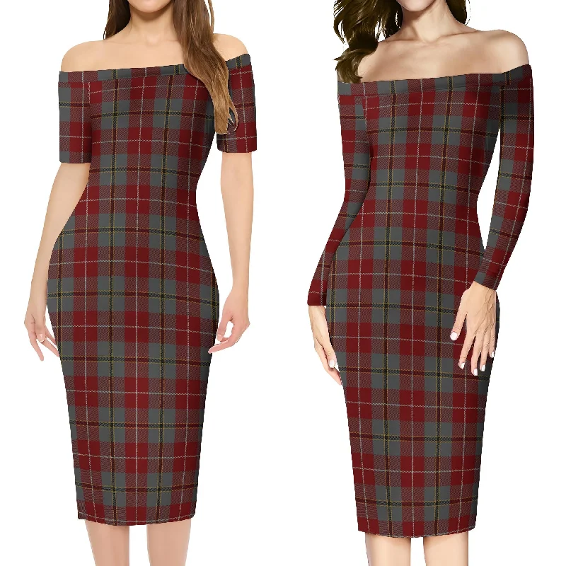 Douglas Ancient Red Tartan Off Shoulder Lady Dress Corset unclassified dresses