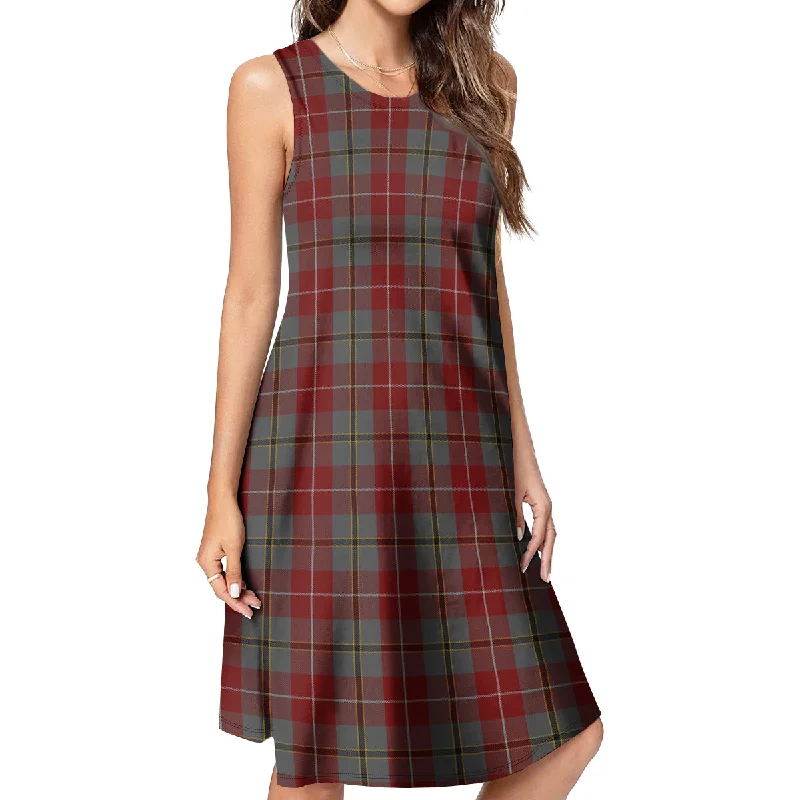 Douglas Ancient Red Tartan Womens Casual Dresses Satin unclassified dresses