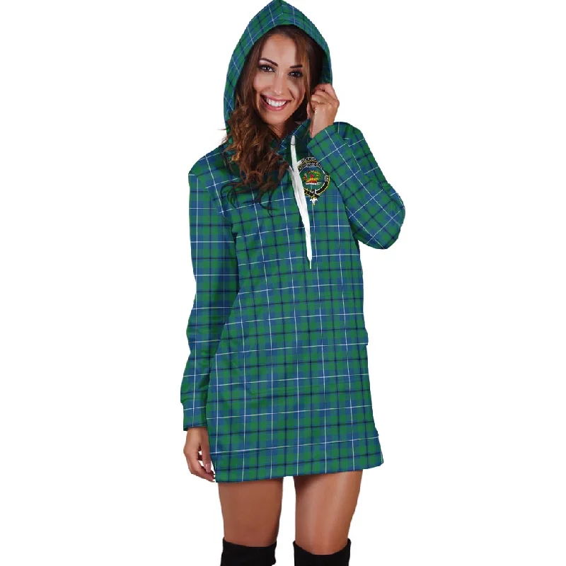 Douglas Ancient Tartan Hoodie Dress with Family Crest Printed unclassified dresses