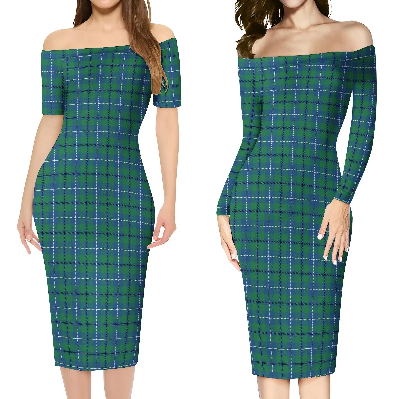 Douglas Ancient Tartan Off Shoulder Lady Dress Lightweight unclassified dresses