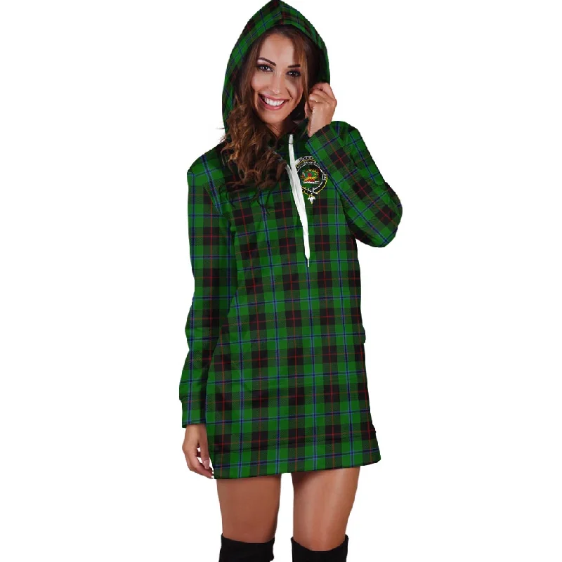 Douglas Black Tartan Hoodie Dress with Family Crest Budget-friendly unclassified dresses