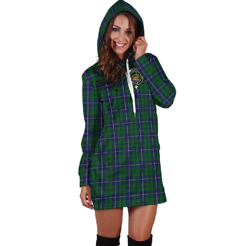 Douglas Green Tartan Hoodie Dress with Family Crest Discounted unclassified dresses