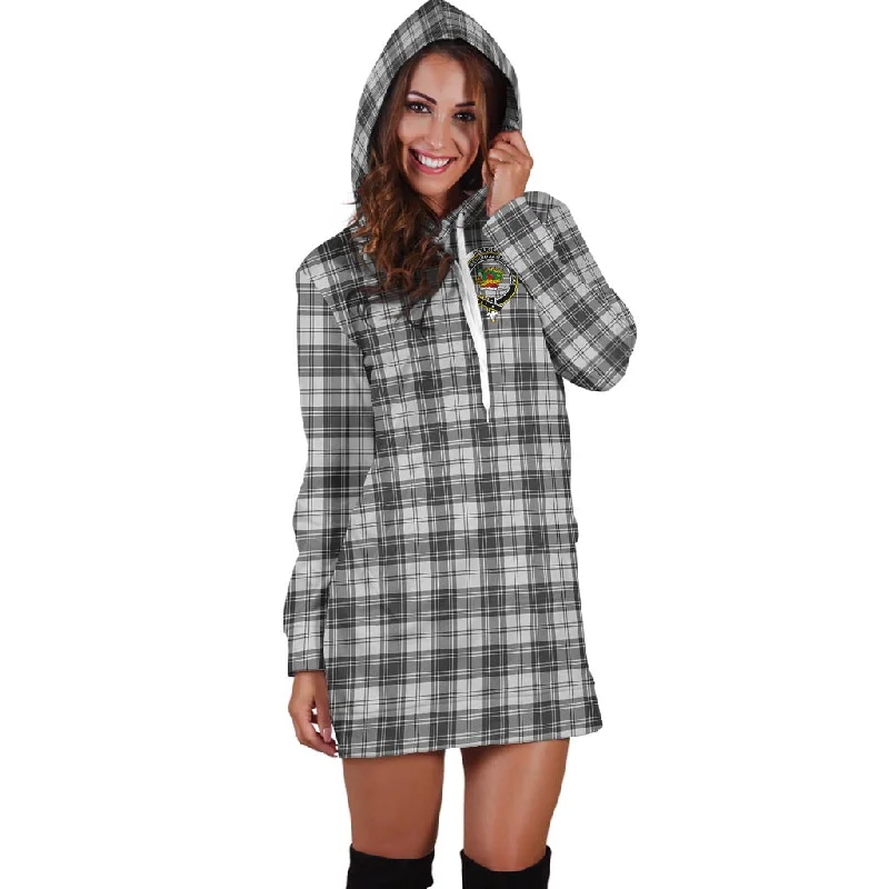 Douglas Grey Modern Tartan Hoodie Dress with Family Crest Smocked unclassified dresses