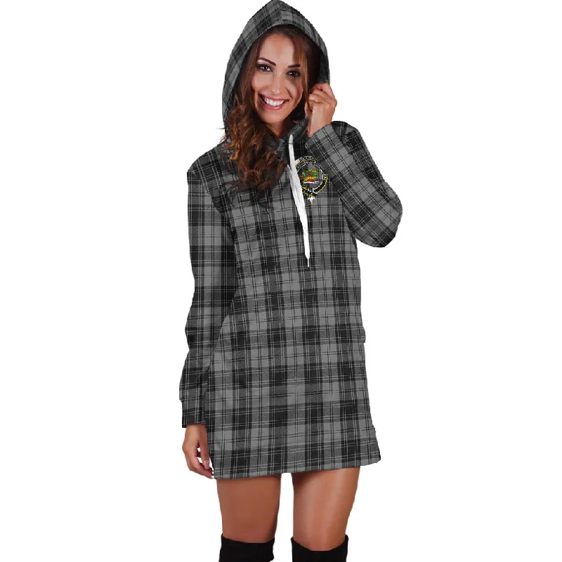 Douglas Grey Tartan Hoodie Dress with Family Crest Color block unclassified dresses