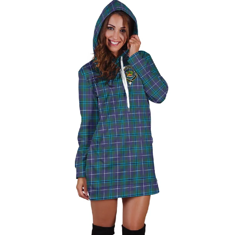 Douglas Modern Tartan Hoodie Dress with Family Crest Lounge unclassified dresses