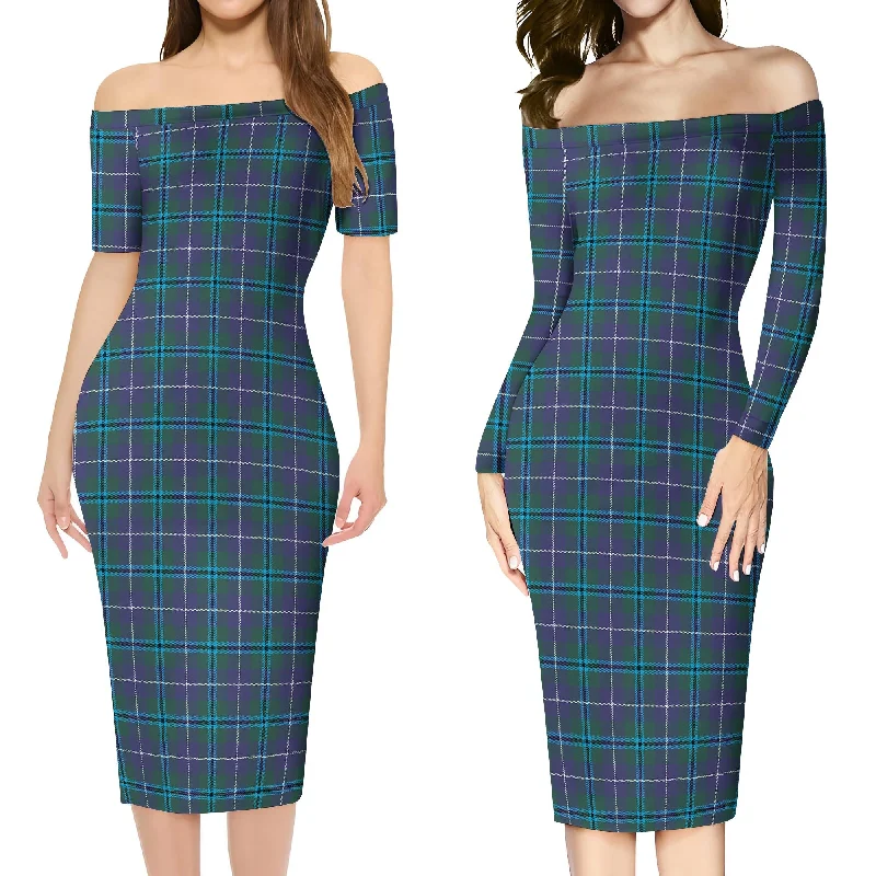 Douglas Modern Tartan Off Shoulder Lady Dress Chic unclassified dresses