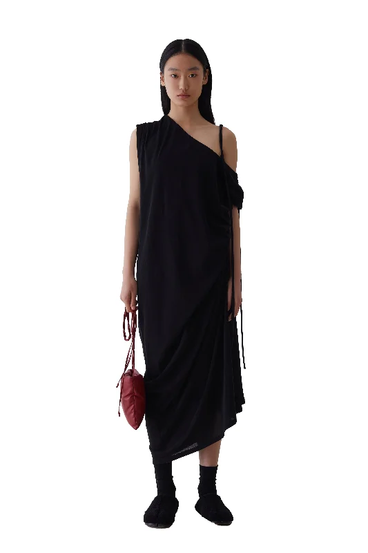 Drawstring Sleeveless Multi-wear Dress Silk unclassified dresses