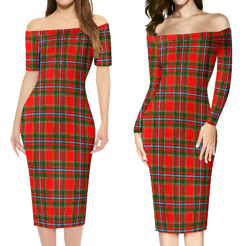 Drummond of Perth Tartan Off Shoulder Lady Dress Preppy unclassified dresses