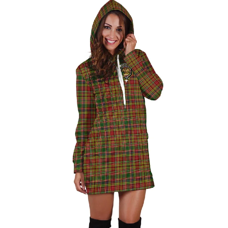 Drummond of Strathallan Tartan Hoodie Dress with Family Crest Mesh unclassified dresses