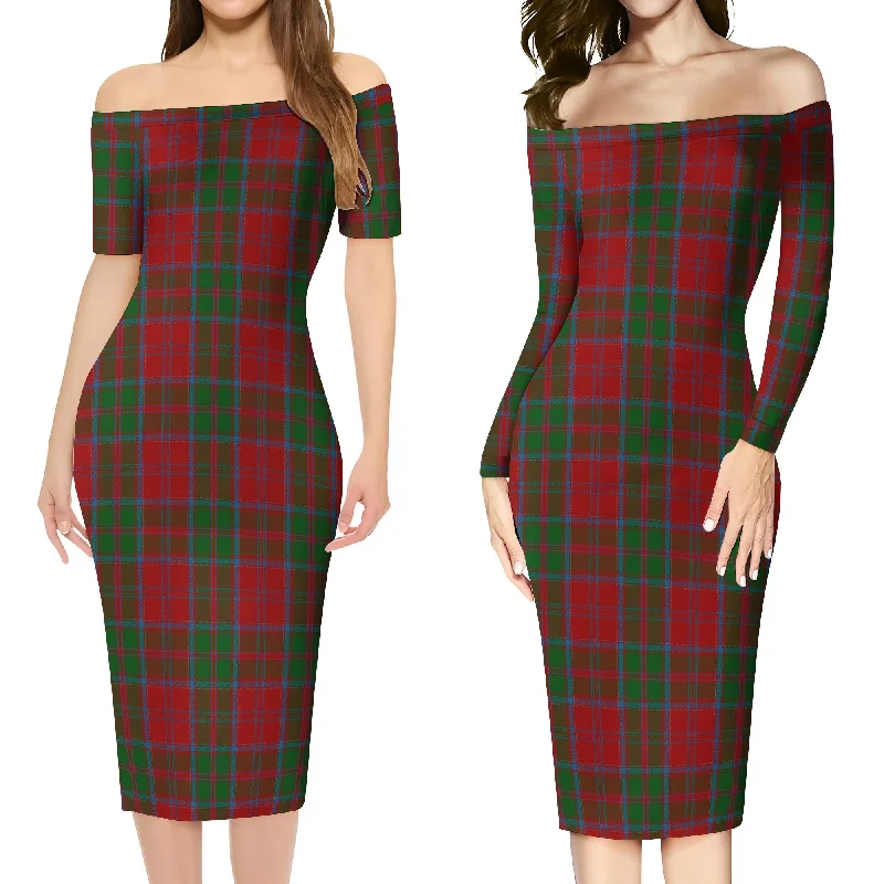 Drummond Tartan Off Shoulder Lady Dress Tiered unclassified dresses