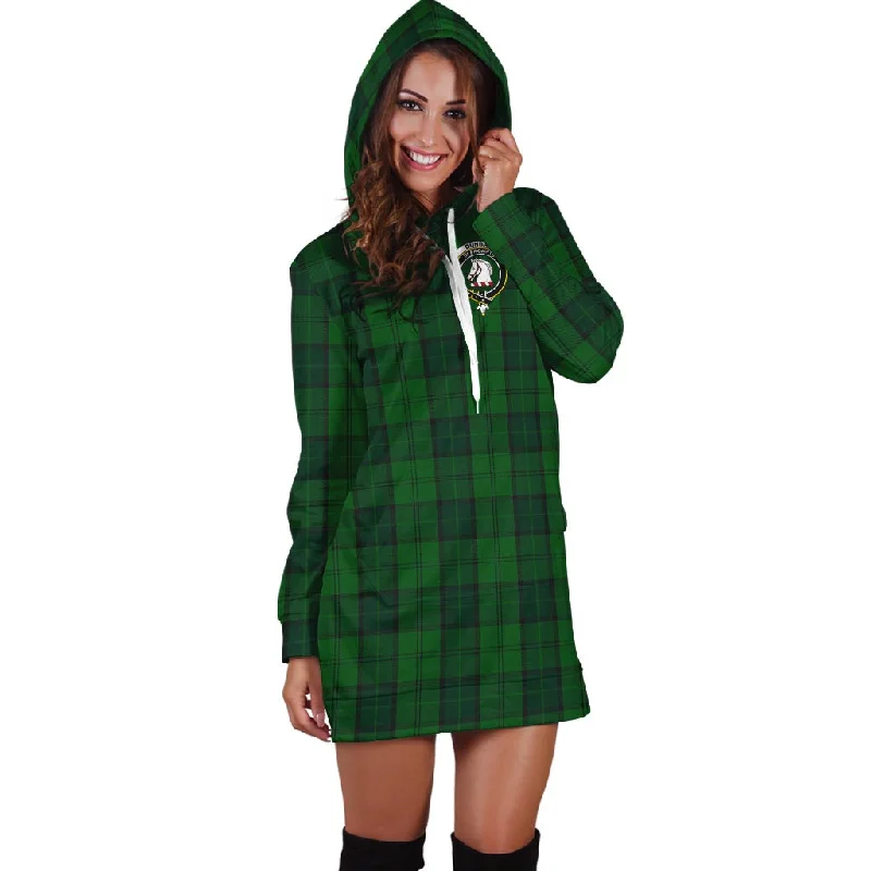 Dunbar Hunting Tartan Hoodie Dress with Family Crest Ruched unclassified dresses