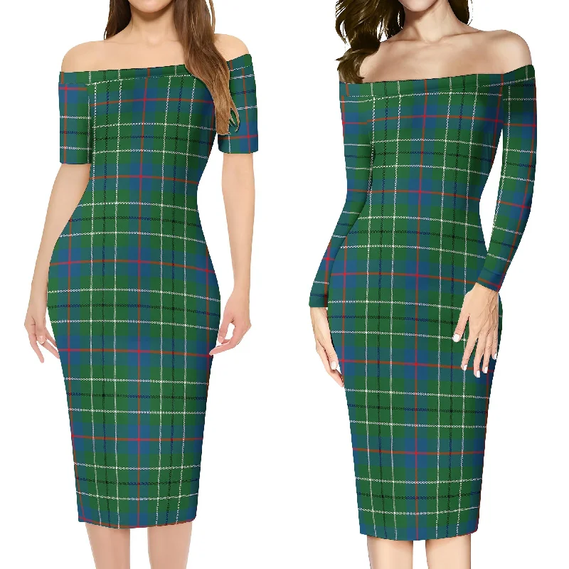 Duncan Ancient Tartan Off Shoulder Lady Dress Beaded unclassified dresses