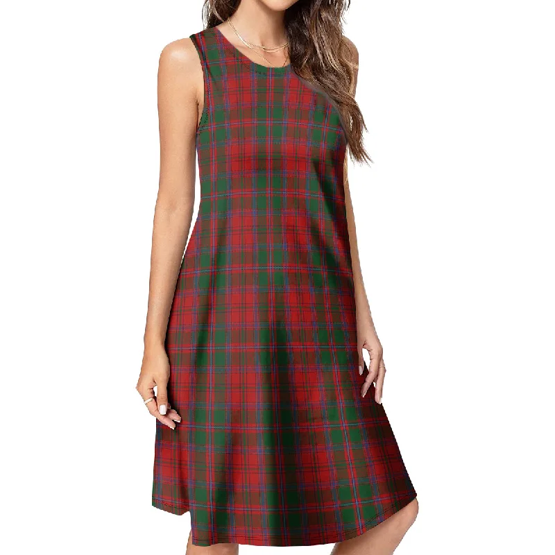 Dundas Red Tartan Womens Casual Dresses Chiffon unclassified dresses