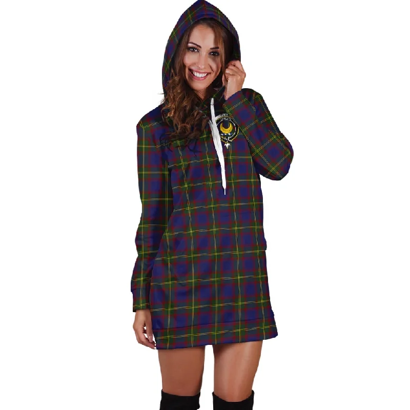 Durie Tartan Hoodie Dress with Family Crest Color block unclassified dresses