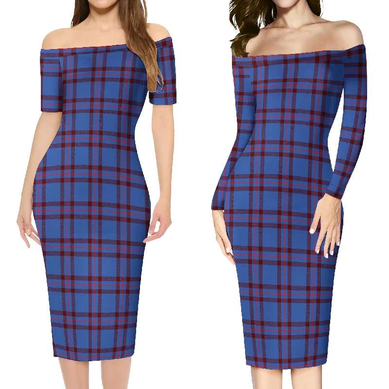 Elliot Modern Tartan Off Shoulder Lady Dress Lightweight unclassified dresses