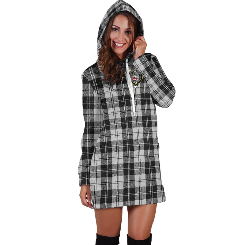 Erskine Black and White Tartan Hoodie Dress with Family Crest Casual unclassified dresses