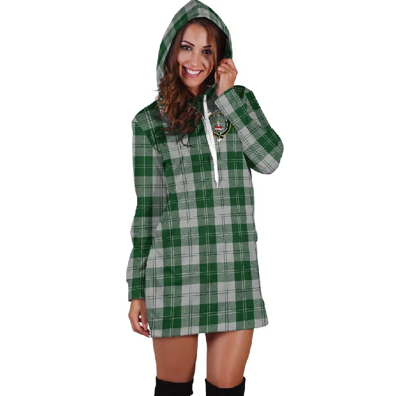 Erskine Green Tartan Hoodie Dress with Family Crest Summer unclassified dresses