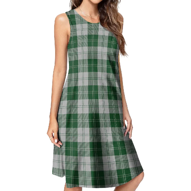 Erskine Green Tartan Womens Casual Dresses Ruched unclassified dresses