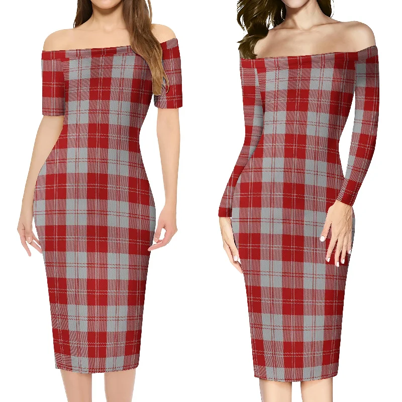 Erskine Red Tartan Off Shoulder Lady Dress Everyday wear unclassified dresses