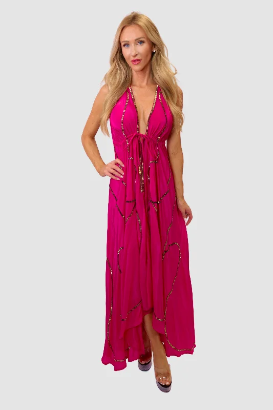 Tulum Fuchsia W Gold Dress Anniversary unclassified dresses