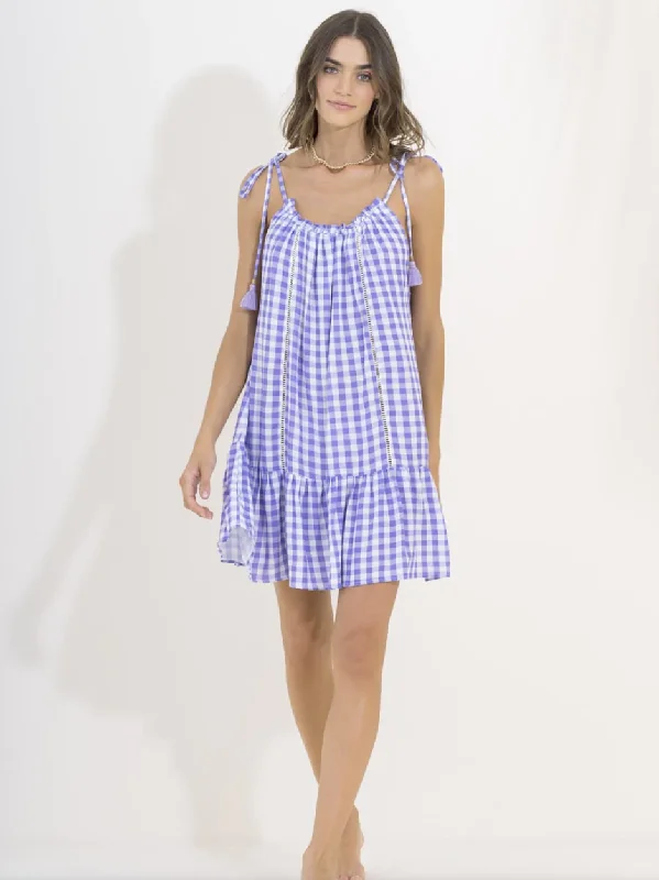 Gingham Magnolia Dress - Purple Budget-friendly unclassified dresses