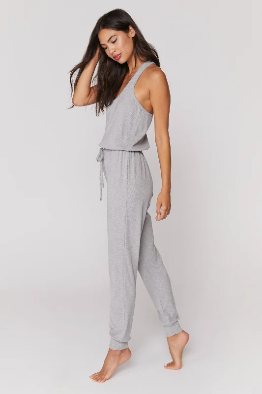 Giselle Rib Jumpsuit - Heather Grey Cocktail unclassified dresses