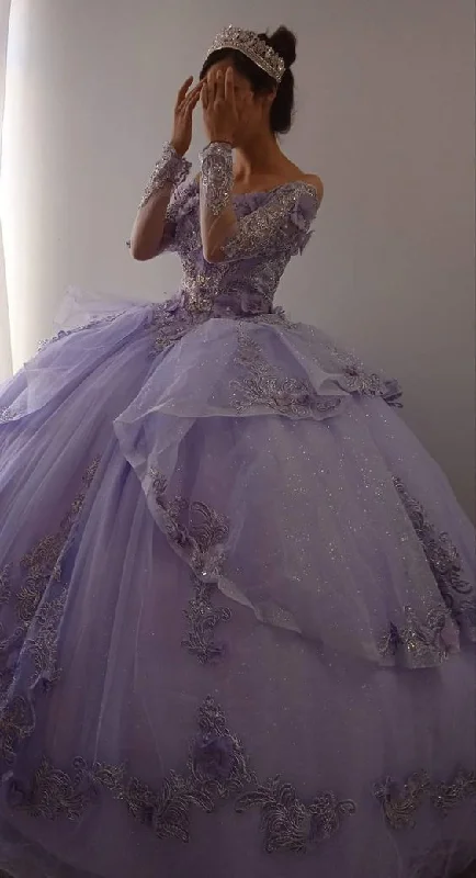 Glitter Purple Princess Dress,Quinceanera Dress, Sweet 16 Dress Fall unclassified dresses