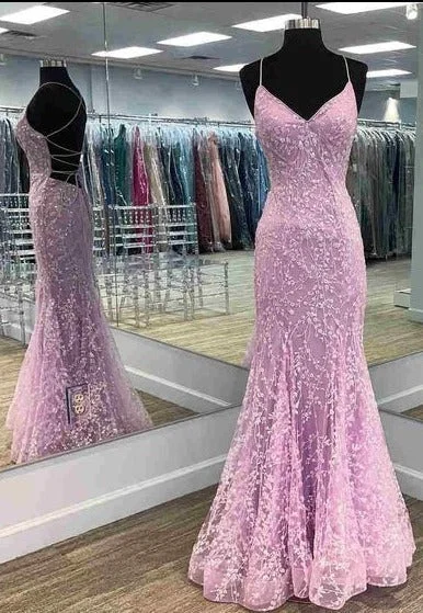 Gorgeous Mermaid Lilac Prom Dress with Embroidery Preppy unclassified dresses