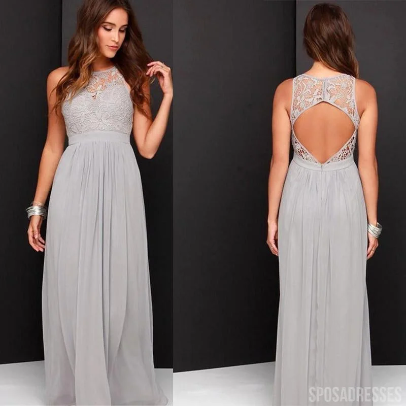 Halter Open Back Silver Chiffon Bridesmaid Dresses Online, WG786 Chic unclassified dresses