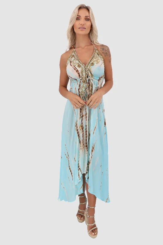 Ibiza Aqua Tie Dye Dress Preppy unclassified dresses