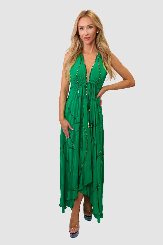 Tulum Emerald Green W Gold Dress Denim unclassified dresses