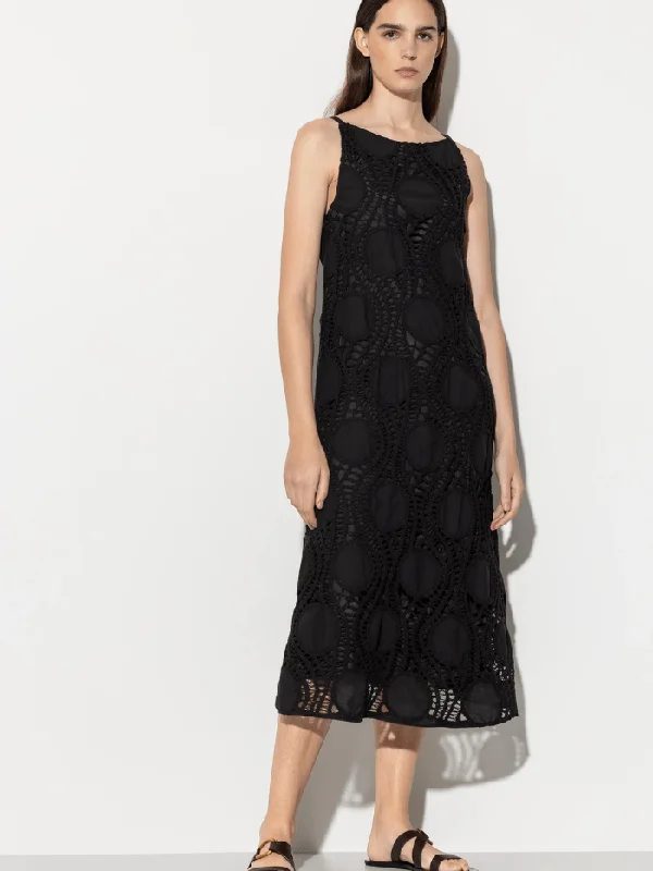 Luisa Cerano Black Slip Dress With Crochet Details 798490 3619 Col 001 Lounge unclassified dresses