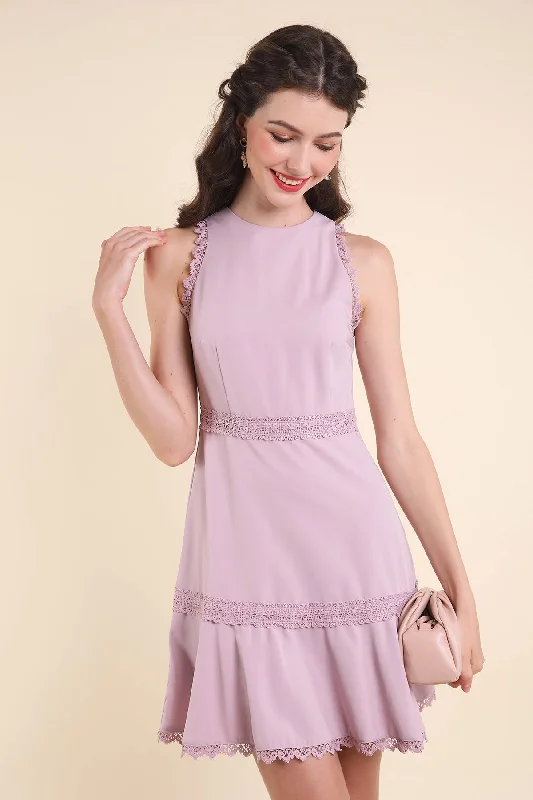 MADEBYNM TESSA REMOVABLE COLLAR DRESS IN PALE LAVENDER Soft fabric unclassified dresses