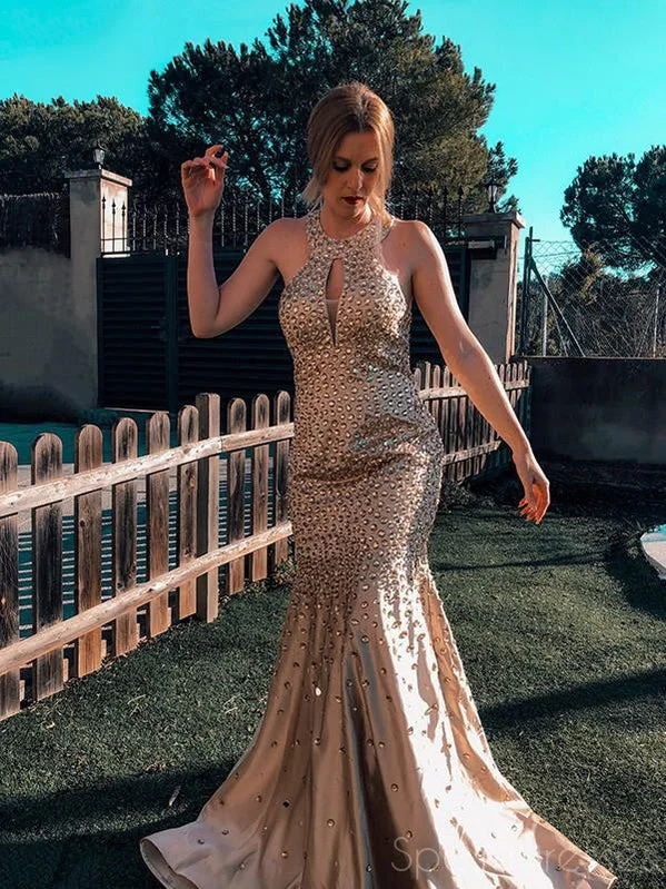 Mermaid Halter Rhinestone Sleeveless Prom Dresses, Sweet 16 Prom Dresses, 12410 Stylish unclassified dresses