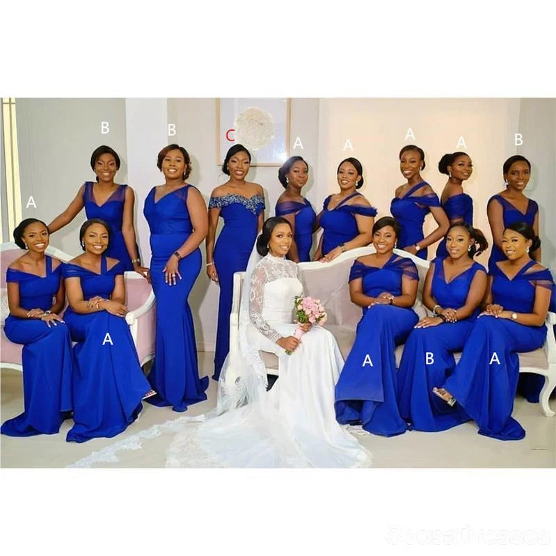 Mermaid Royal Blue Mismatched Mermaid Cheap Bridesmaid Dresses Online, WG656 Luxury unclassified dresses