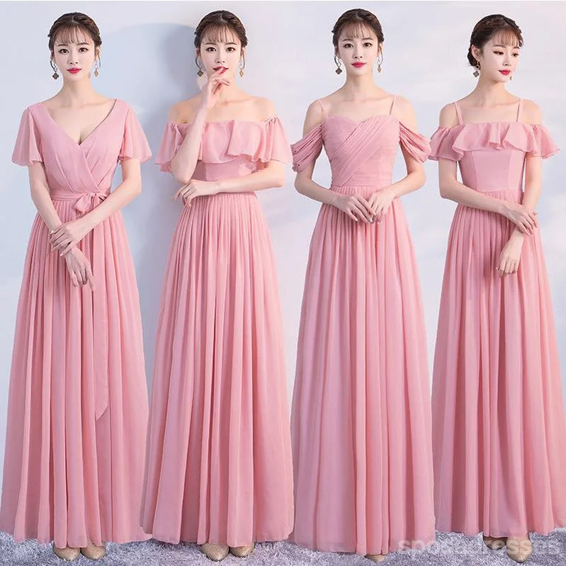 Mismatched Pink Chiffon Cheap Bridesmaid Dresses Online,WG755 Sleeveless unclassified dresses