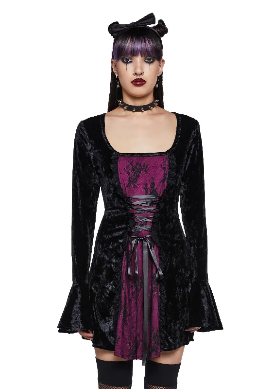 Mourning The Light Velvet Dress - Maroon Long unclassified dresses