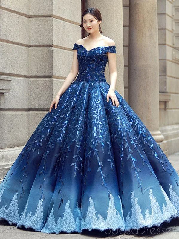 Off Shoulder Navy Blue Ball Gown Prom Dresses, Sweet 16 Dresses, Quinceanera Dresses, 12382 Cocktail unclassified dresses