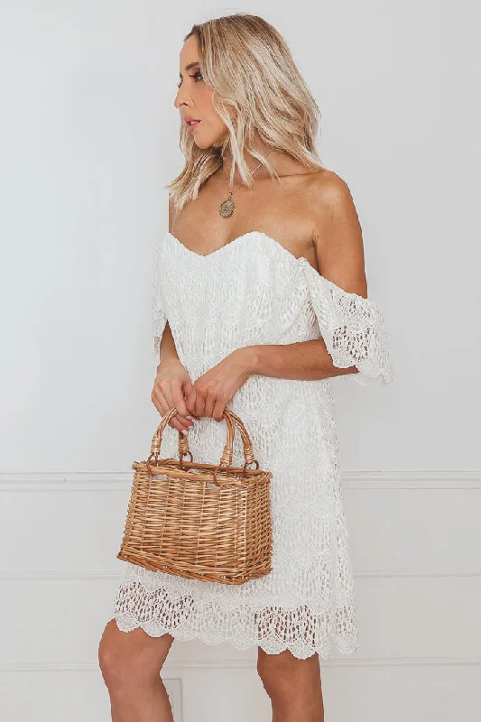 Off the Shoulder Crochet Dress - Ivory Off-shoulder unclassified dresses