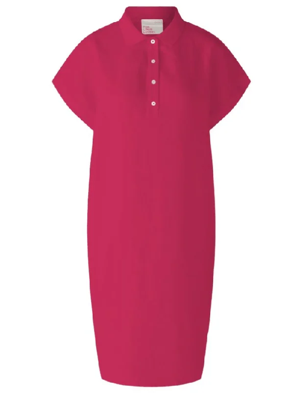 Oui Linen Dress With Jersey Patch In Pink 78897 Col 3438 High-low unclassified dresses