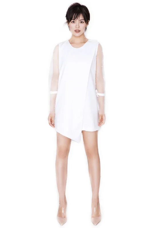 White Pearl-Voile Dress Comfortable unclassified dresses