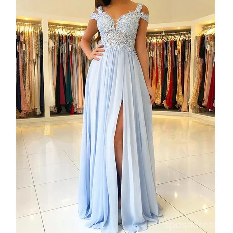 Side Slit Blue Chiffon Cheap Bridesmaid Dresses Online,WG757 Party unclassified dresses