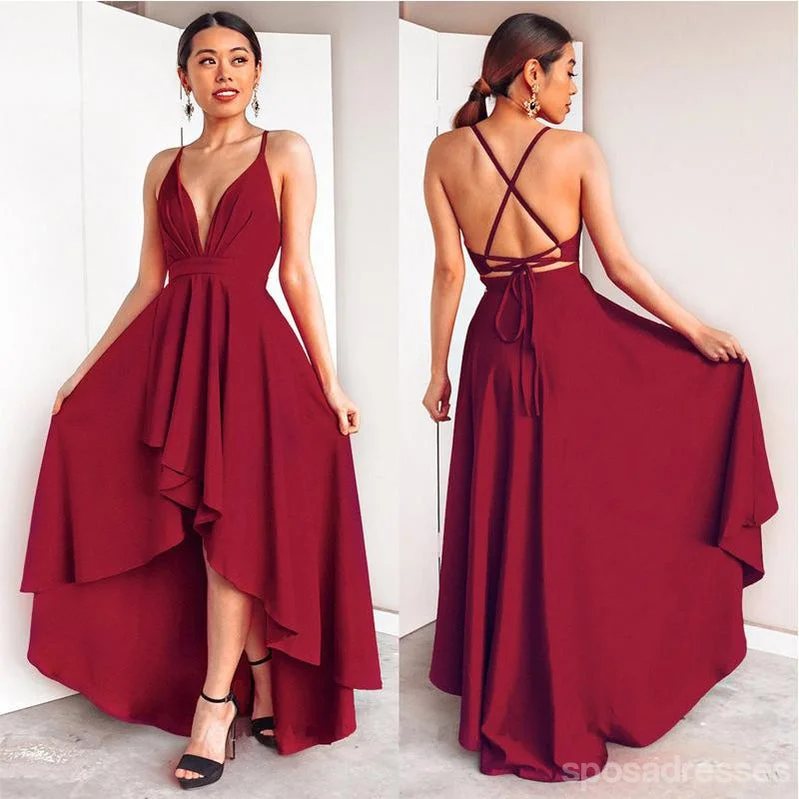 Simple Red High Low Cheap Bridesmaid Dresses Online, WG756 Holiday unclassified dresses